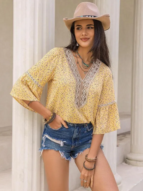 Ditsy Floral V-Neck Blouse sold by Charming Charlie
