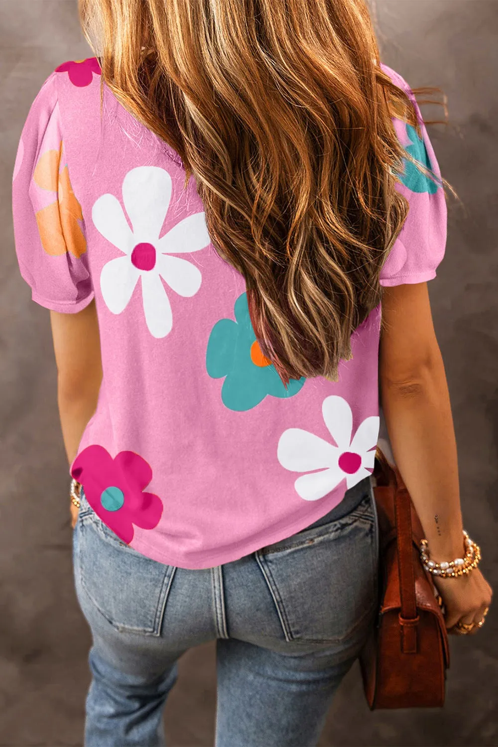 Flower Round Neck Short Sleeve Blouse sold by Charming Charlie product image thumbnail 2