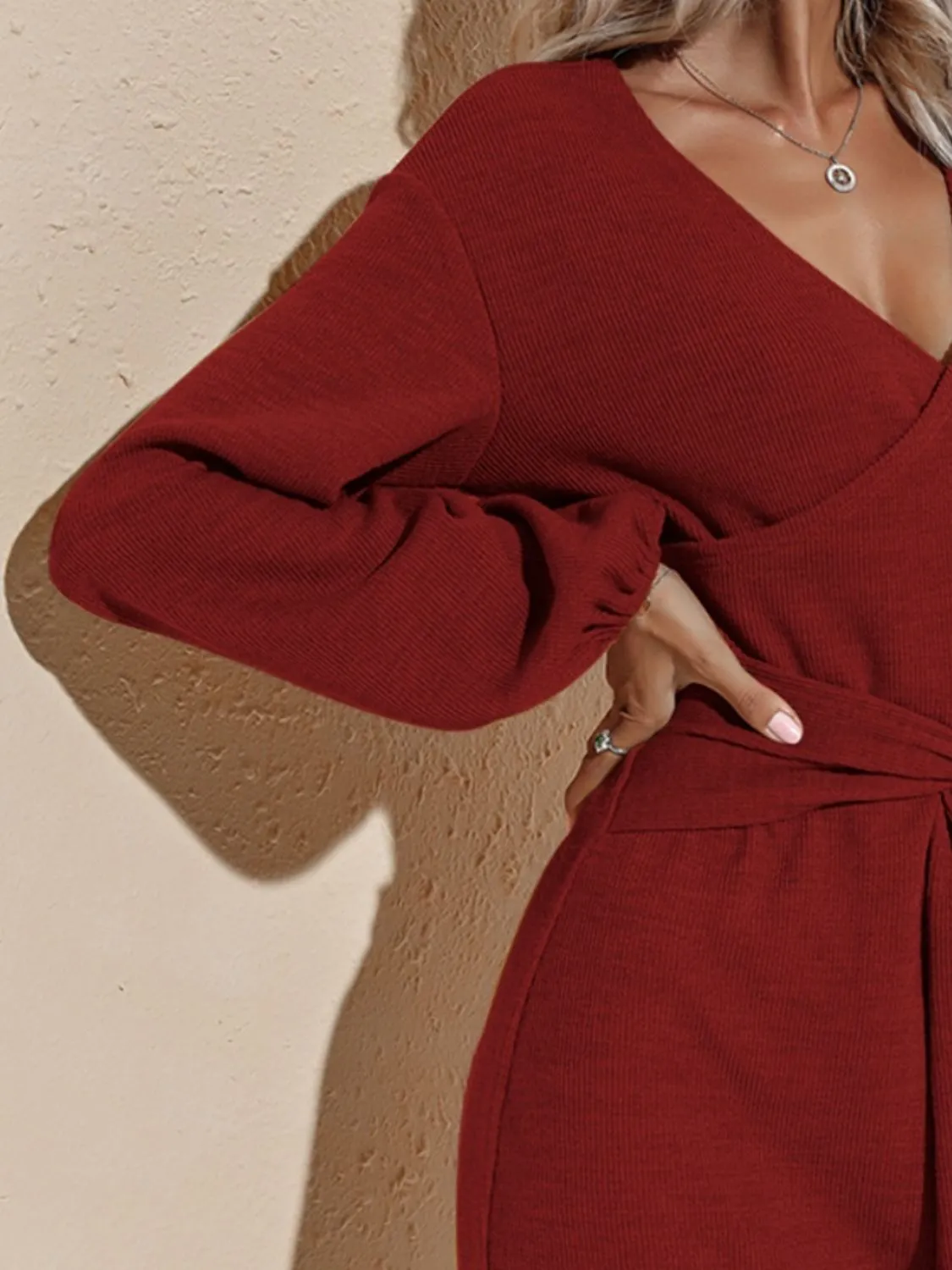 Surplice Long Sleeve Mini Dress sold by Charming Charlie product image thumbnail 3