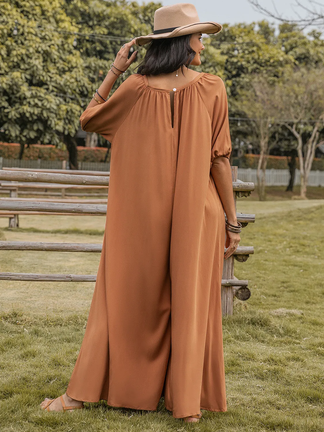 Scoop Neck Half Sleeve Wide Leg Jumpsuit sold by Charming Charlie product image thumbnail 2
