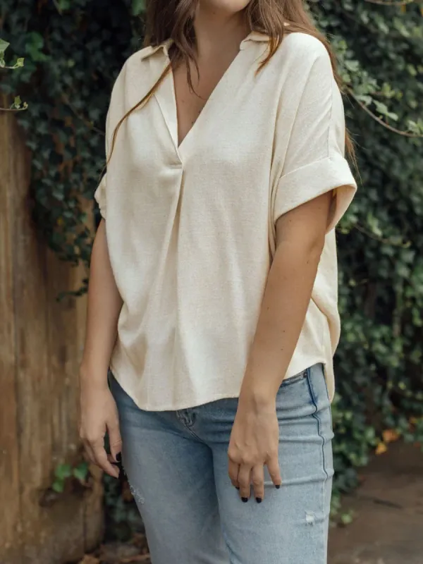 Johnny Collar Half Sleeve Blouse sold by Charming Charlie