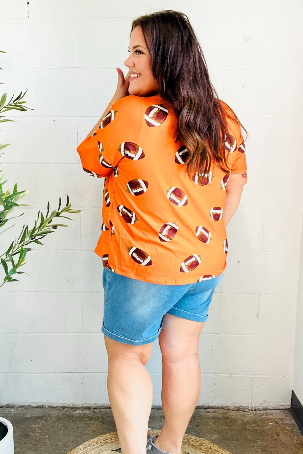 Game Day Orange Football Print Knit Top sold by Charming Charlie product image thumbnail 4