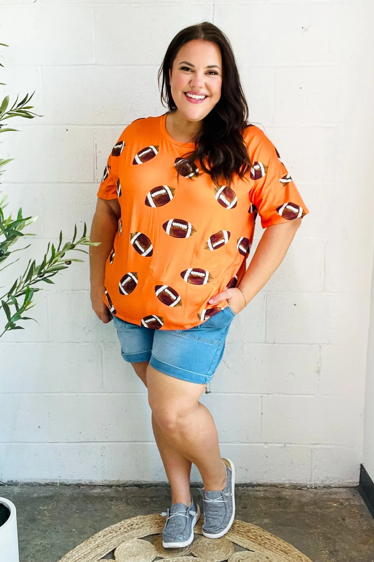 Game Day Orange Football Print Knit Top sold by Charming Charlie product image thumbnail 3