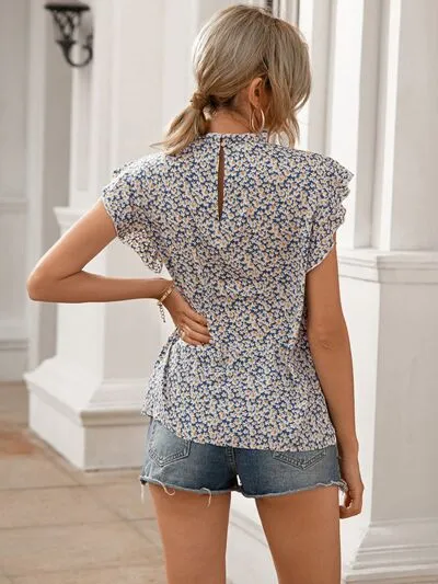 Ditsy Floral Mock Neck Cap Sleeve T-Shirt sold by Charming Charlie product image thumbnail 2