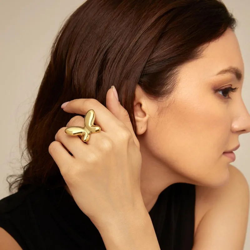 18K Gold-Plated Stainless Steel Butterfly Ring sold by Charming Charlie