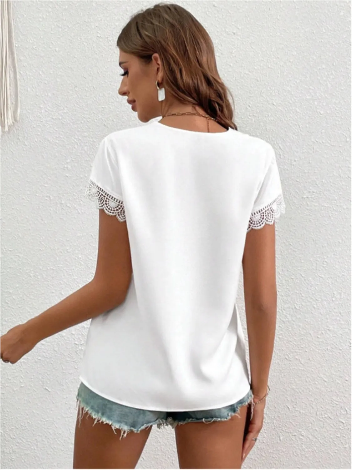 Lace Detail V-Neck Cap Sleeve Blouse sold by Charming Charlie product image thumbnail 2