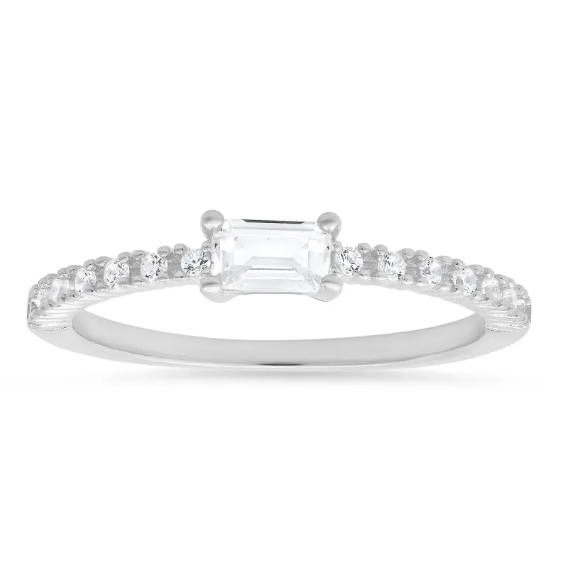 Sterling Silver East/West Baguette-cut CZ Ring sold by Charming Charlie