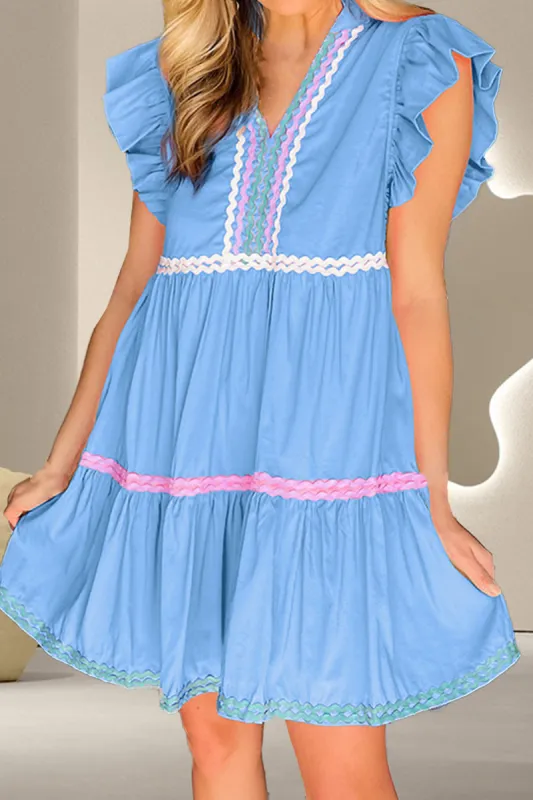 Ruffled Notched Cap Sleeve Mini Dress sold by Charming Charlie