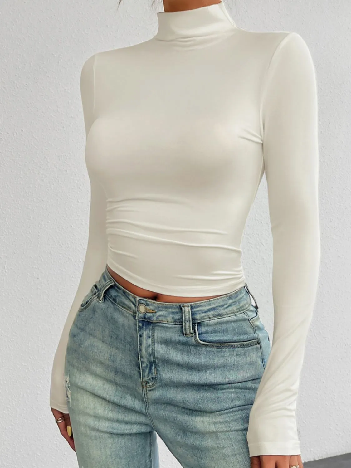 Mock Neck Long Sleeve T-Shirt sold by Charming Charlie product image thumbnail 3