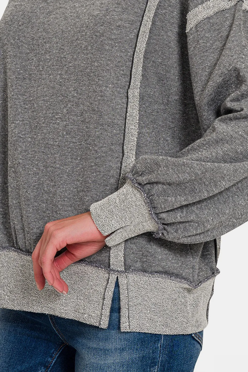 Zenana Washed Exposed-Seam Sweatshirt sold by Charming Charlie product image thumbnail 4