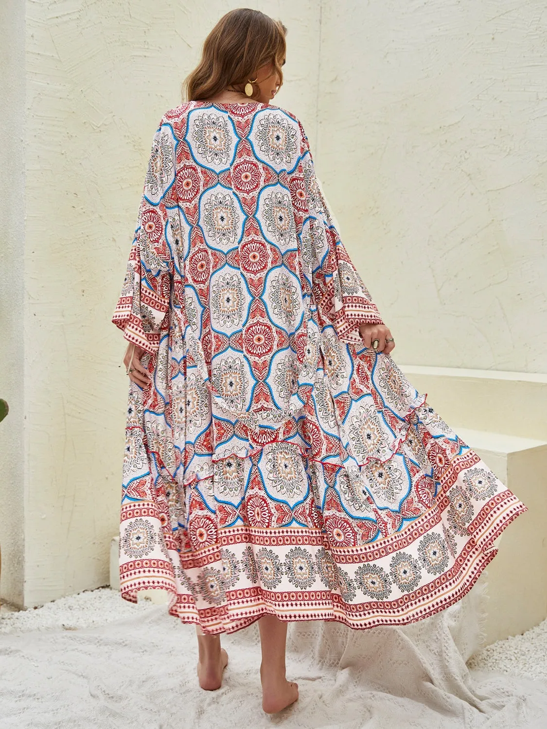 Tied Printed Open Front Long Sleeve Cover Up sold by Charming Charlie product image thumbnail 3