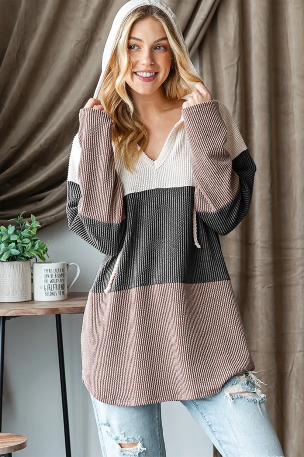 Heimish Color Block Long Sleeve Hoodie sold by Charming Charlie