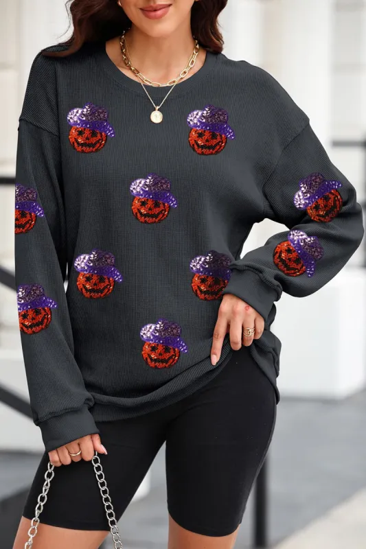 Sequin Pumpkin Long Sleeve Sweatshirt sold by Charming Charlie