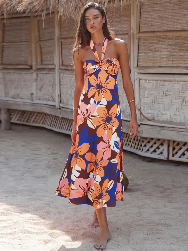 Printed Halter Neck Midi Cami Dress sold by Charming Charlie
