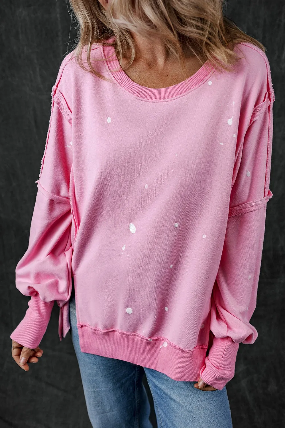 Exposed Seam Round Neck Long Sleeve Sweatshirt sold by Charming Charlie product image thumbnail 3