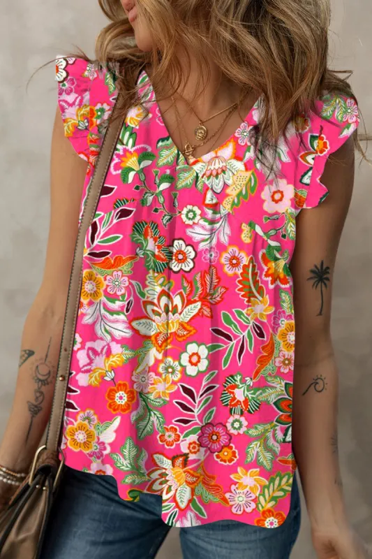Ruffled Printed Surplice Cap Sleeve Blouse sold by Charming Charlie