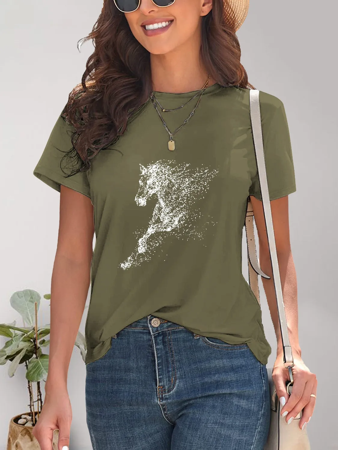 Horse Round Neck Short Sleeve T-Shirt sold by Charming Charlie product image thumbnail 3
