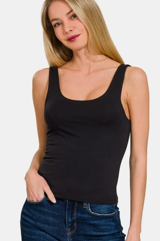 Zenana Double Layer Round Neck Tank sold by Charming Charlie