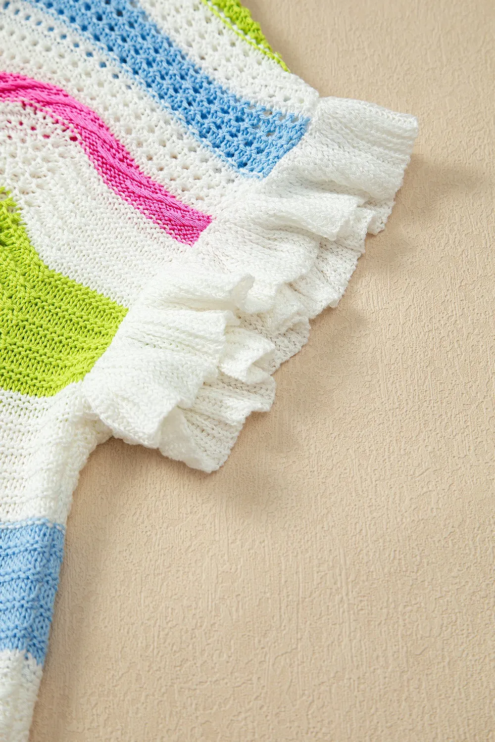 Openwork Color Block Round Neck Knit Top sold by Charming Charlie product image thumbnail 4