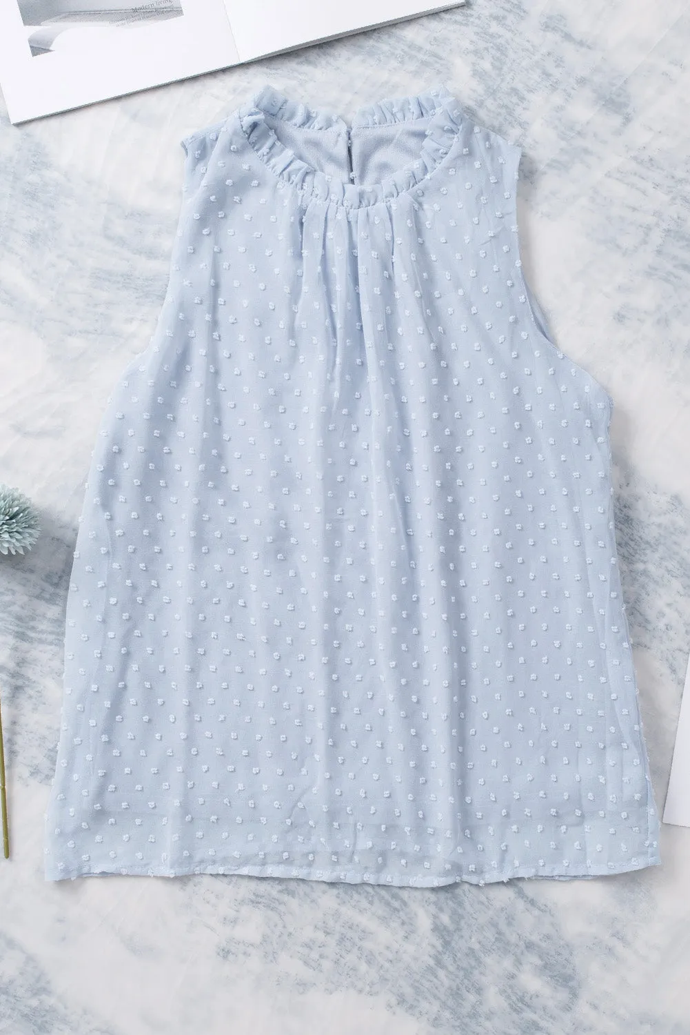 Frill Swiss Dot Round Neck Tank sold by Charming Charlie product image thumbnail 5