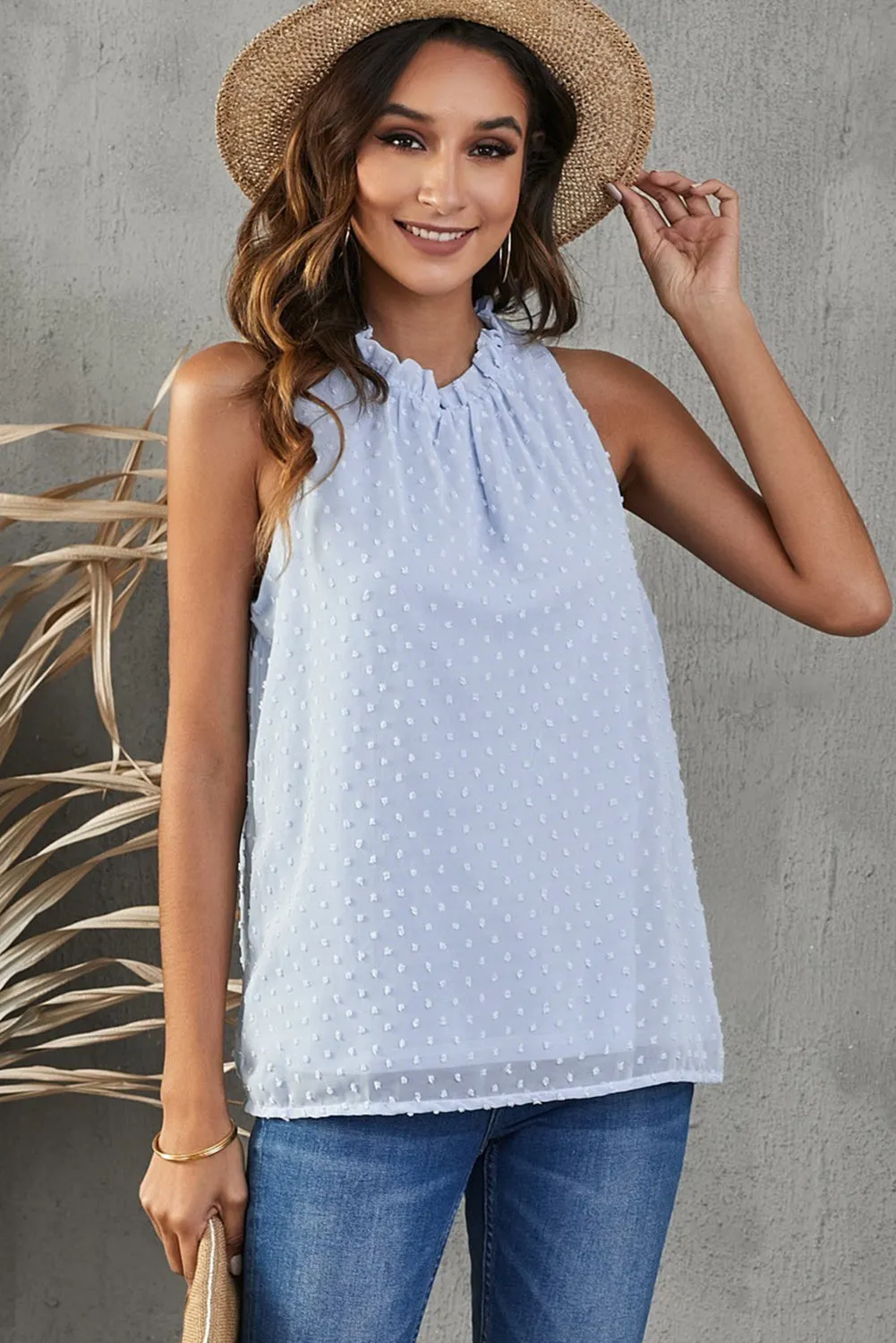 Frill Swiss Dot Round Neck Tank sold by Charming Charlie product image thumbnail 2