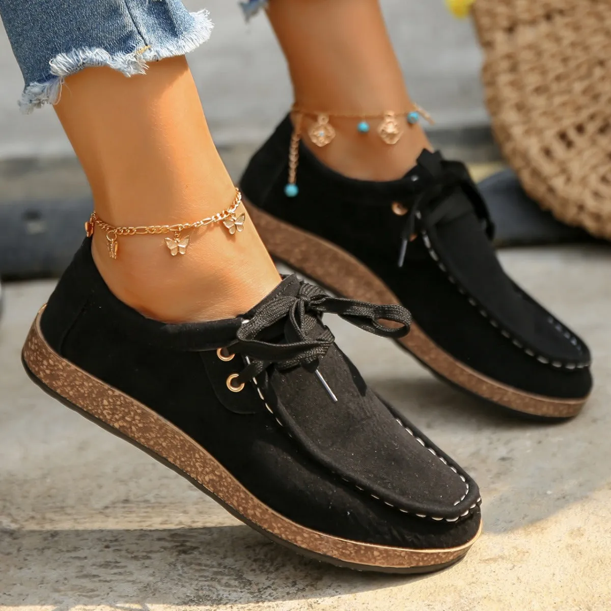 Suede Lace-Up Flat Slip-Ons sold by Charming Charlie product image thumbnail 3