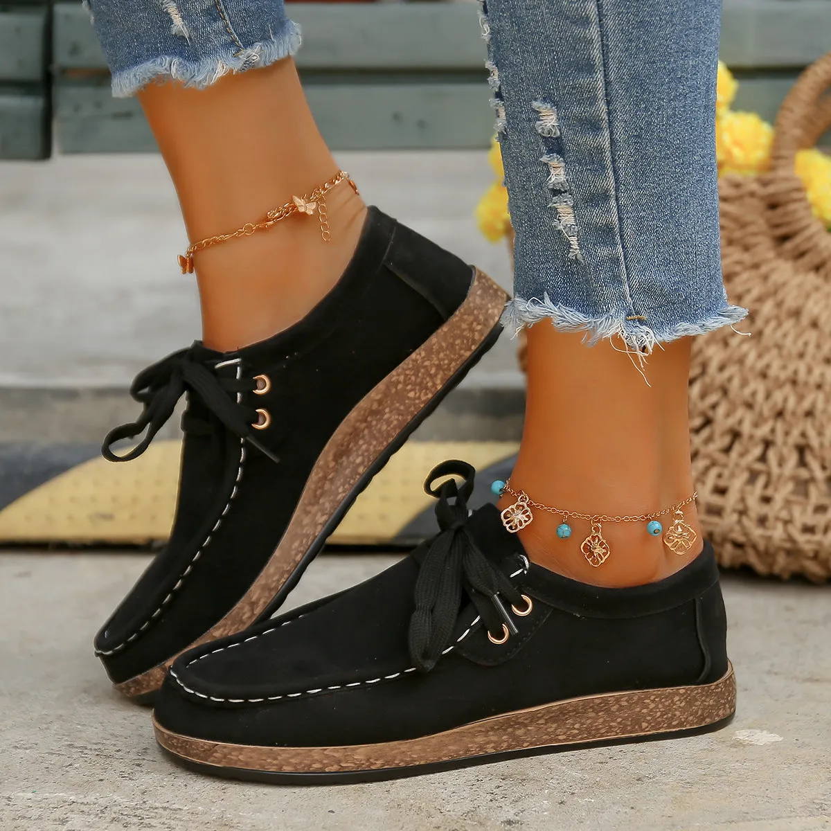 Suede Lace-Up Flat Slip-Ons sold by Charming Charlie product image thumbnail 2