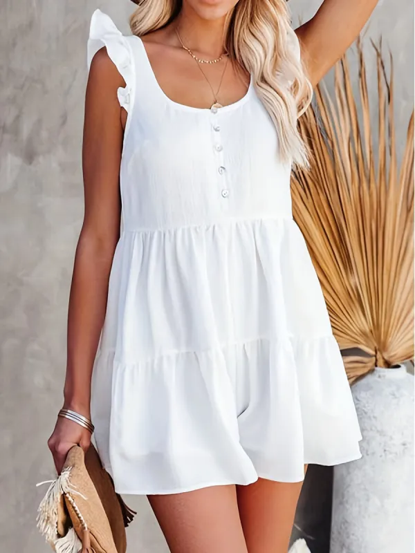 Full Size Ruffled Scoop Neck Sleeveless Romper sold by Charming Charlie