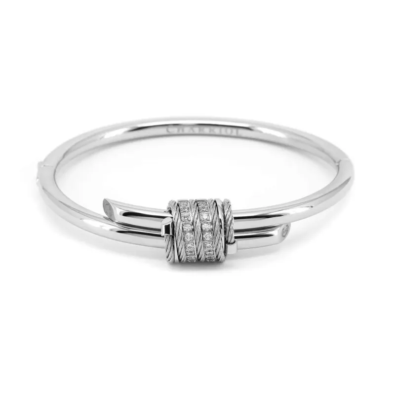 Cable Signature Promesse CZ Stones Bangle sold by Charriol