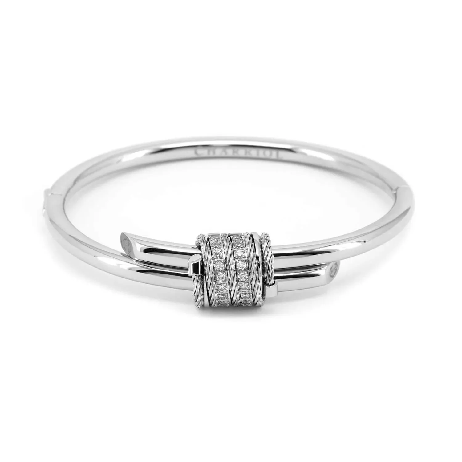 Cable Signature Promesse CZ Stones Bangle sold by Charriol