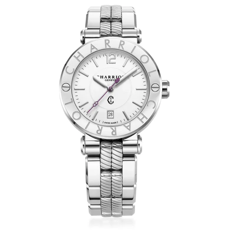 NAVIGATOR CRUISE, 41MM, QUARTZ CALIBRE, WHITE DIAL, STEEL "CHARRIOL CHARRIOL" BEZEL, METAL INTERCHANGEABLE BRACELET sold by Charriol