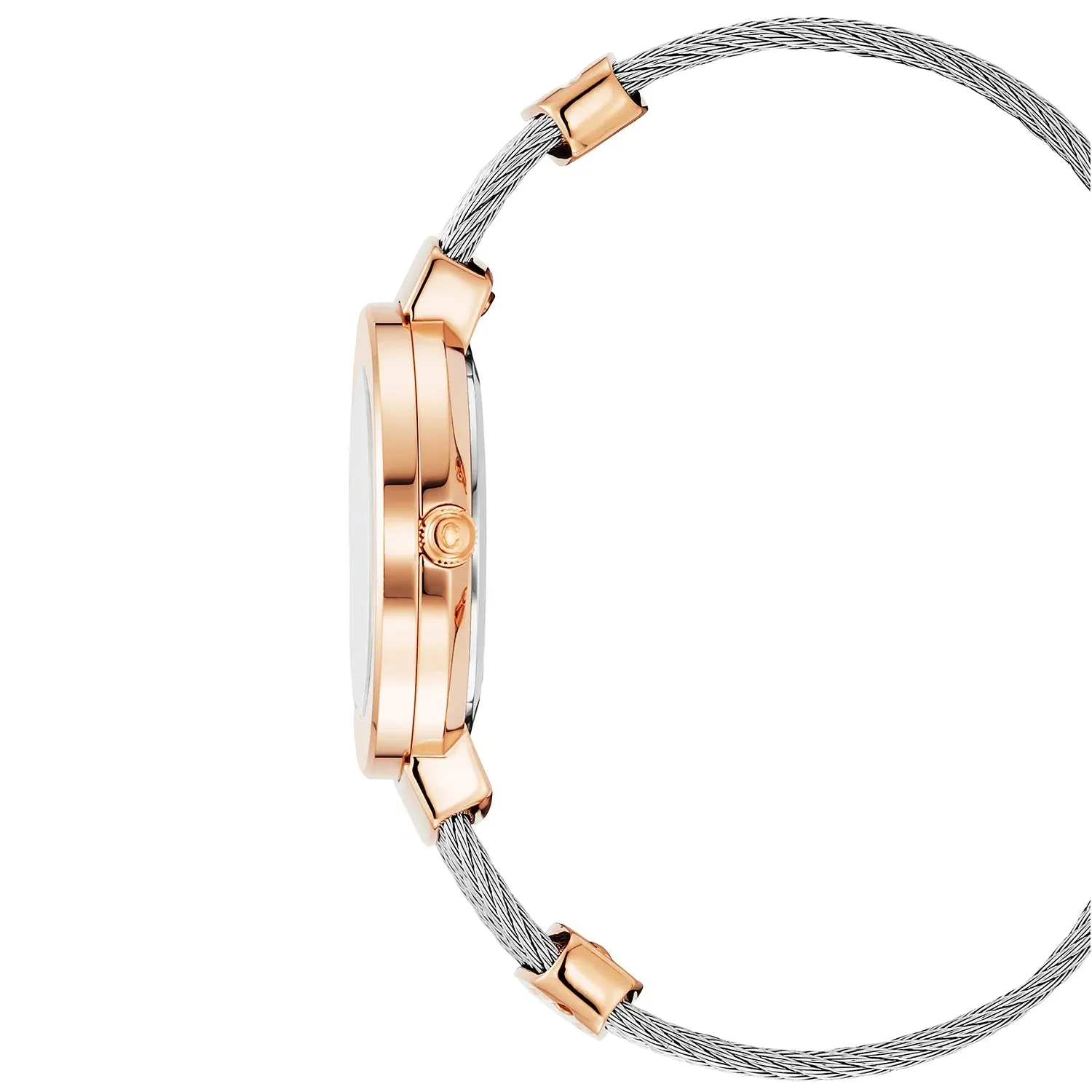 ST TROPEZ®, 30MM, QUARTZ CALIBRE, MOTHER-OF-PEARL WITH 10 DIAMONDS DIAL, "CHARRIOL CHARRIOL" BEZEL, STEEL CABLE BRACELET & ROSE GOLD PVD DECORS sold by Charriol product image thumbnail 3