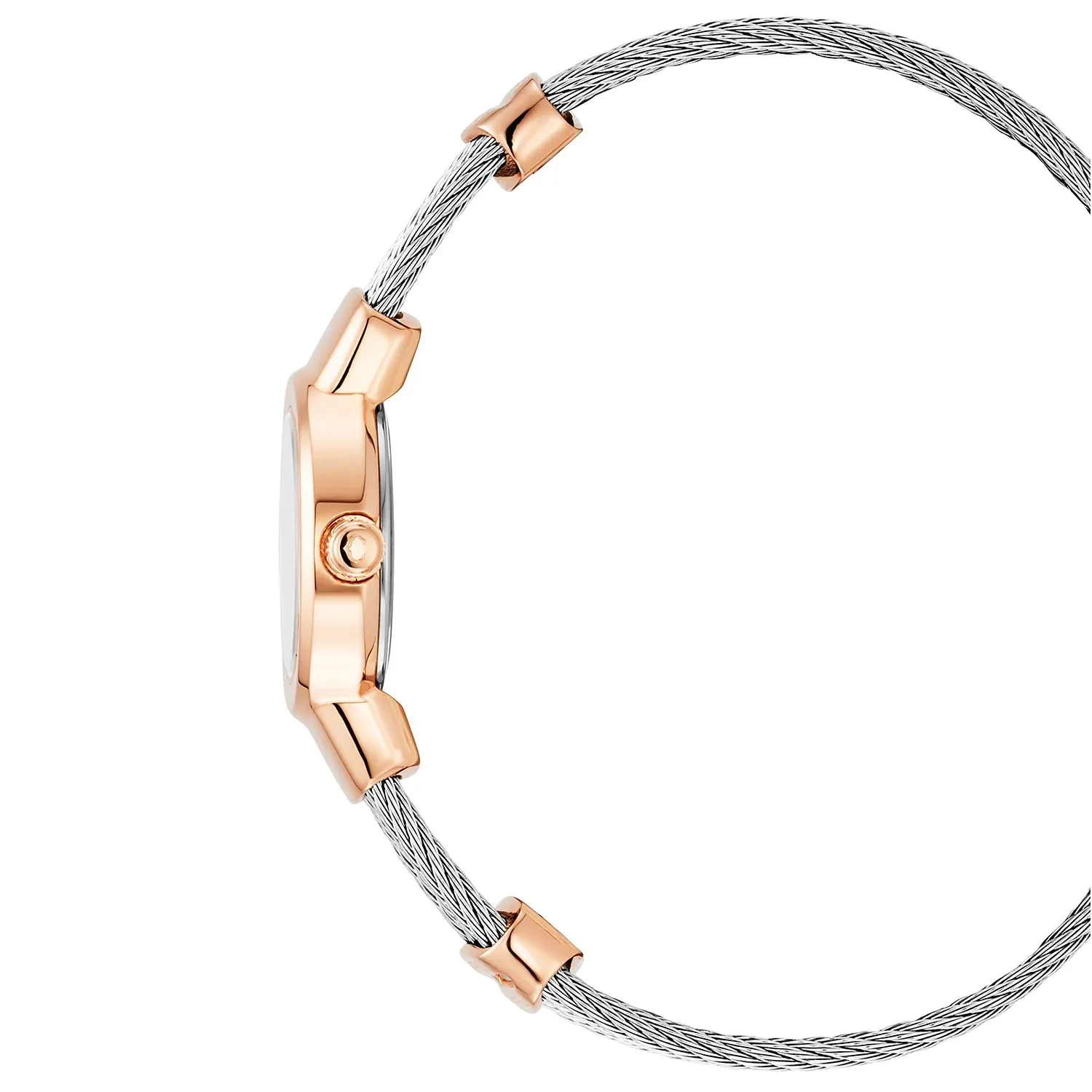 ST TROPEZ®, 20MM, QUARTZ CALIBRE, MOTHER-OF-PEARL WITH 11 DIAMONDS DIAL, STEEL ROSE GOLD PVD BEZEL, STEEL CABLE BRACELET sold by Charriol product image thumbnail 3