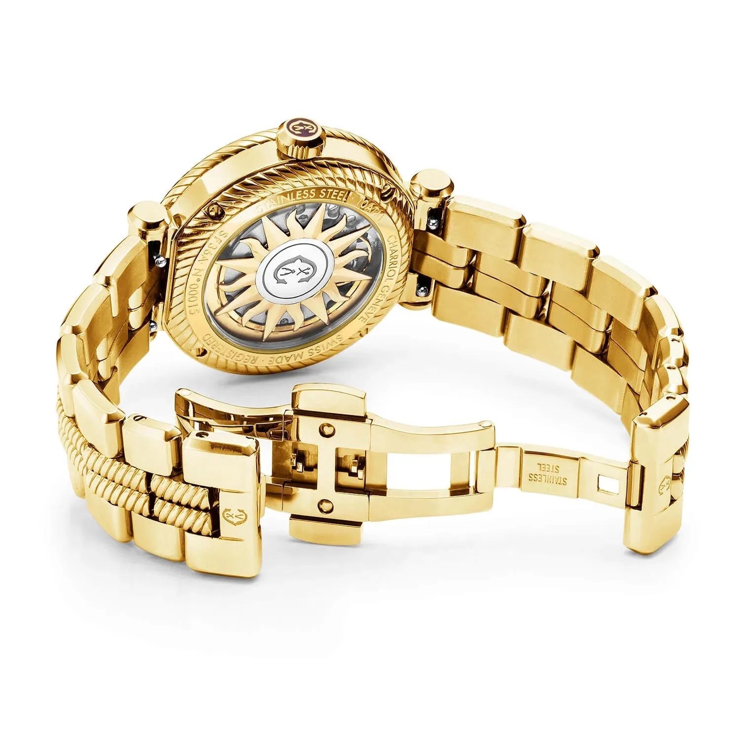 NAVIGATOR SURF, 36MM, AUTOMATIC CALIBRE, WHITE DIAL, WHITE BEZEL, YELLOW GOLD PVD INTERCHANGEABLE BRACELET sold by Charriol product image thumbnail 2