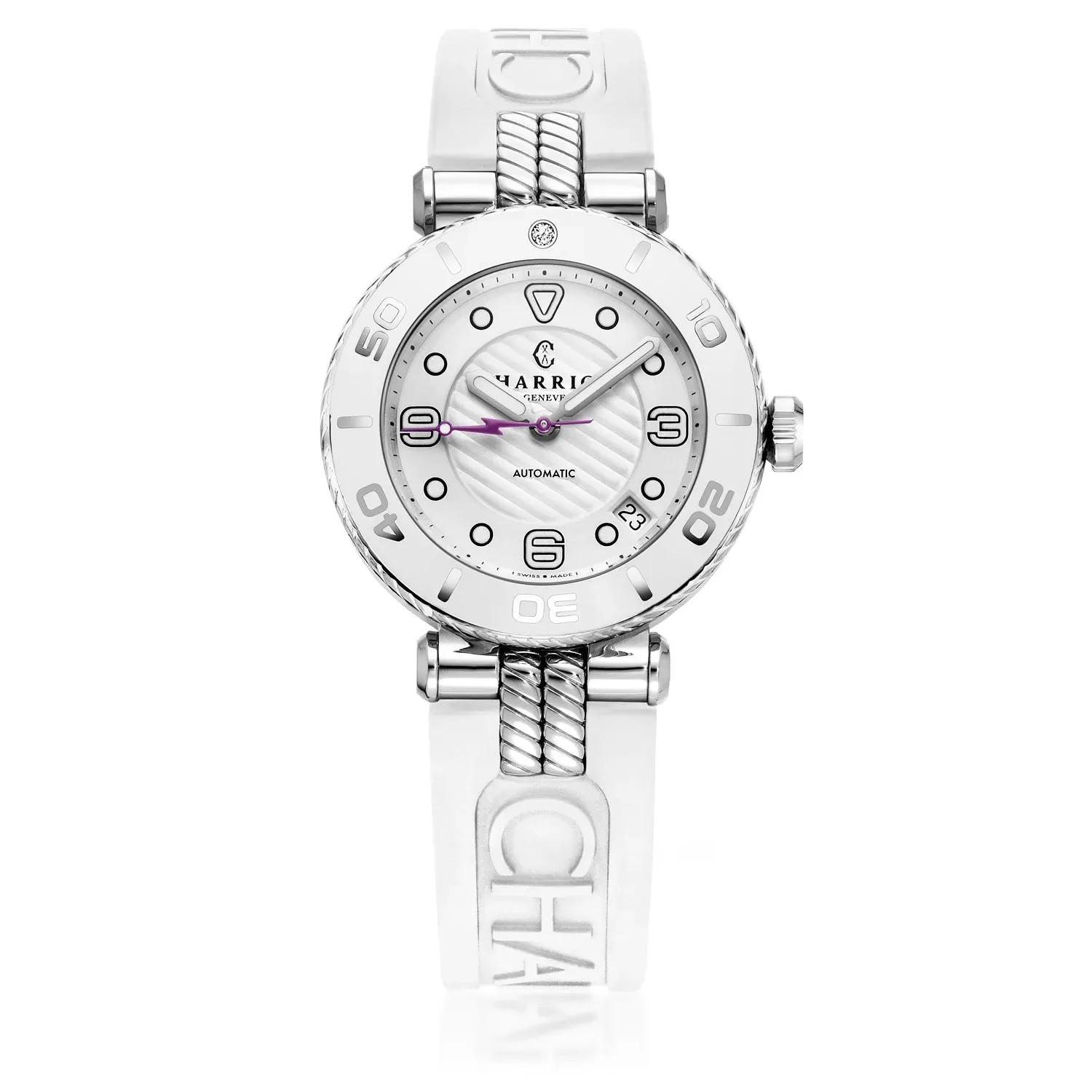 NAVIGATOR SURF, 36MM, AUTOMATIC CALIBRE, WHITE DIAL, WHITE BEZEL, WHITE RUBBER INTERCHANGEABLE BRACELET sold by Charriol product image thumbnail 4