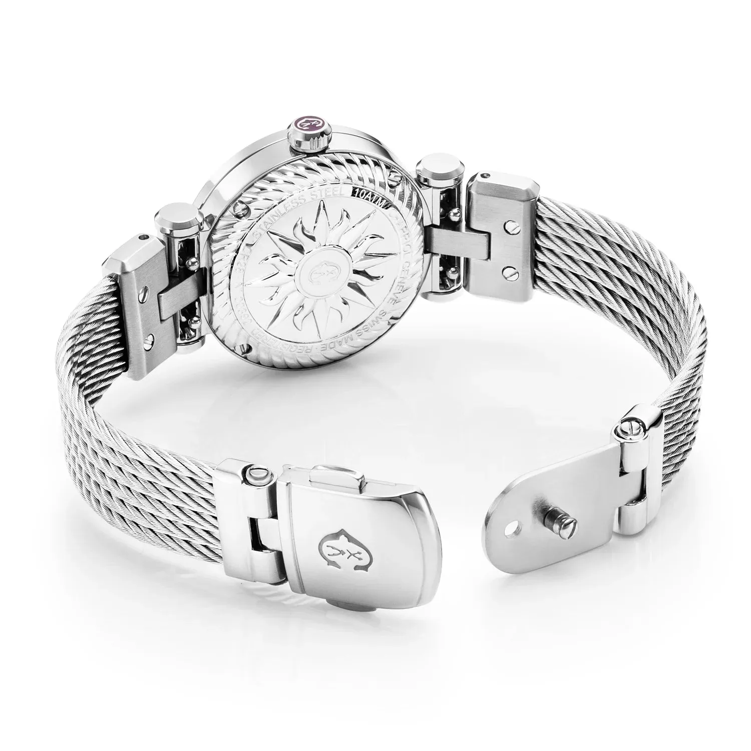 NAVIGATOR CRUISE, 28MM, QUARTZ CALIBRE, MOTHER-OF-PEARL DIAL, STEEL "CHARRIOL CHARRIOL" WITH 2 SCREWS BEZEL, STEEL CABLE INTERCHANGEABLE BRACELET sold by Charriol product image thumbnail 2