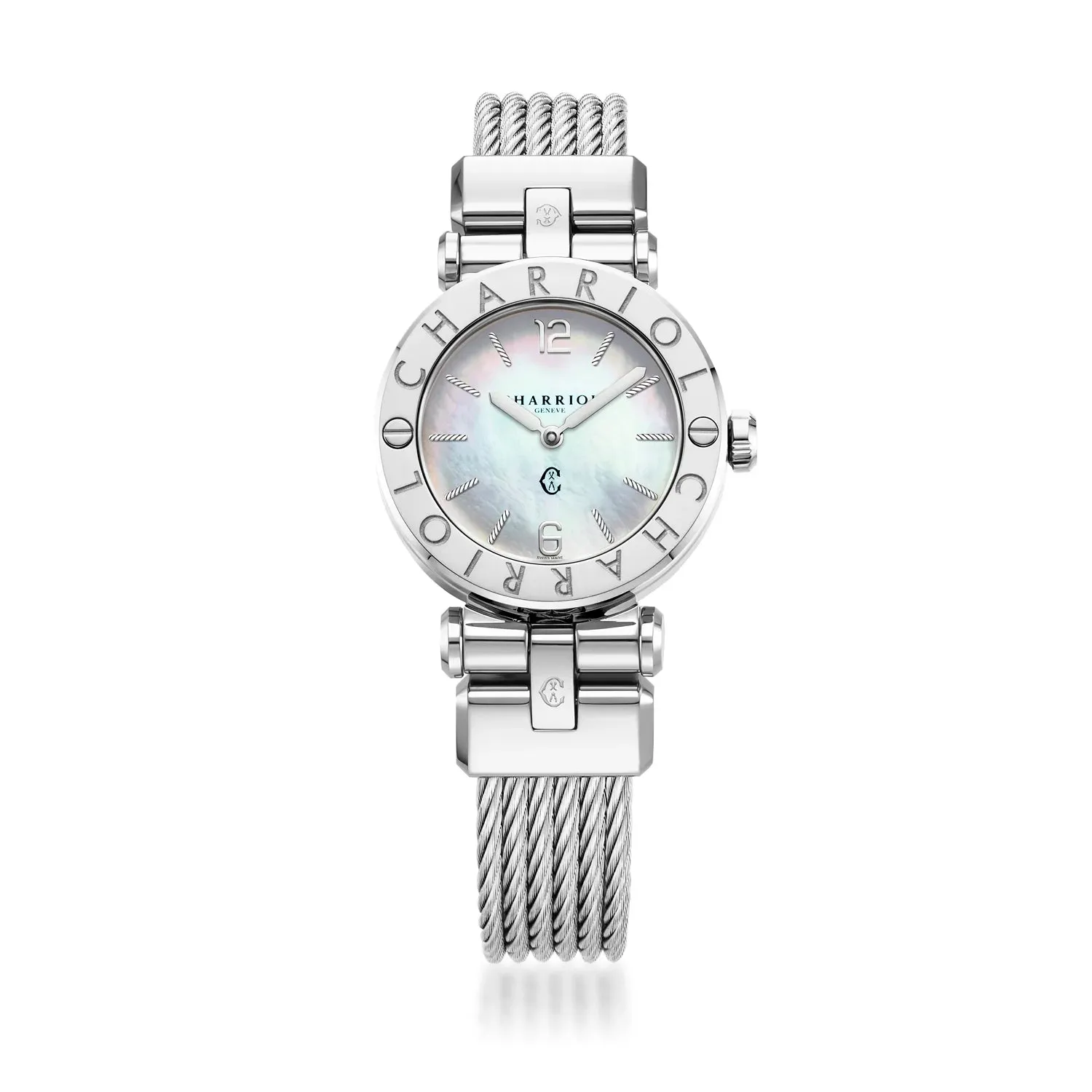 NAVIGATOR CRUISE, 28MM, QUARTZ CALIBRE, MOTHER-OF-PEARL DIAL, STEEL "CHARRIOL CHARRIOL" WITH 2 SCREWS BEZEL, STEEL CABLE INTERCHANGEABLE BRACELET sold by Charriol product image thumbnail 4
