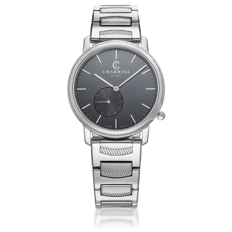 CELTIC® LEGACY, 40MM, QUARTZ CALIBRE, GREY ANTHRACITE DIAL, STEEL BEZEL, METAL BRACELET sold by Charriol