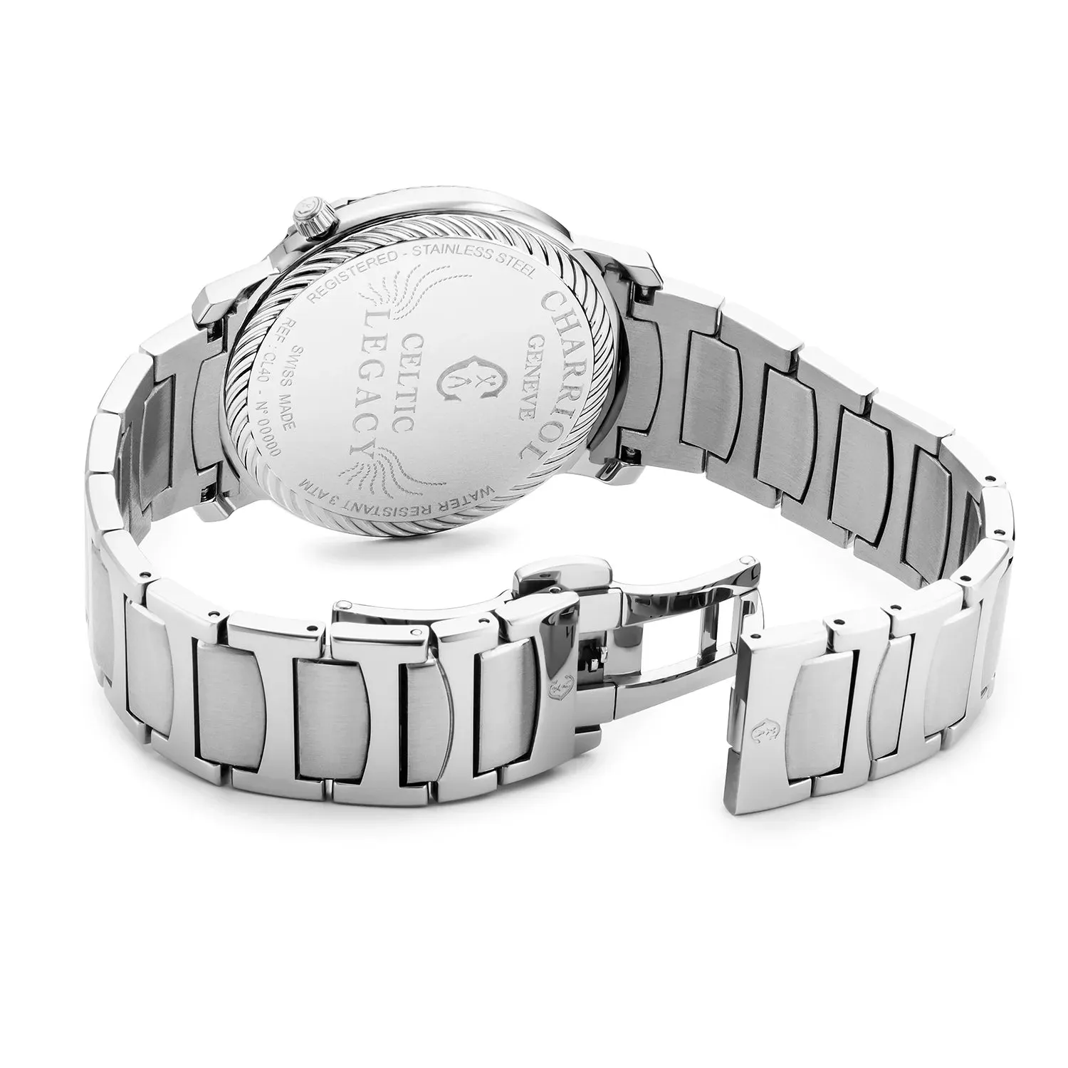 CELTIC® LEGACY, 40MM, QUARTZ CALIBRE, BLUE "CLOUS DE PARIS" DIAL, STEEL BEZEL, METAL BRACELET sold by Charriol product image thumbnail 3
