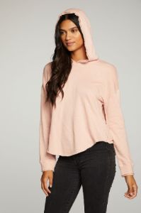 Linen French Terry Long Sleeve Shirttail Pullover Hoodie sold by Chaser
