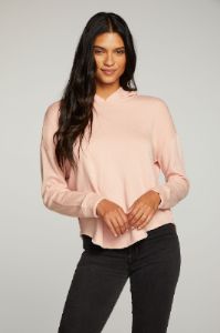 Linen French Terry Long Sleeve Shirttail Pullover Hoodie sold by Chaser