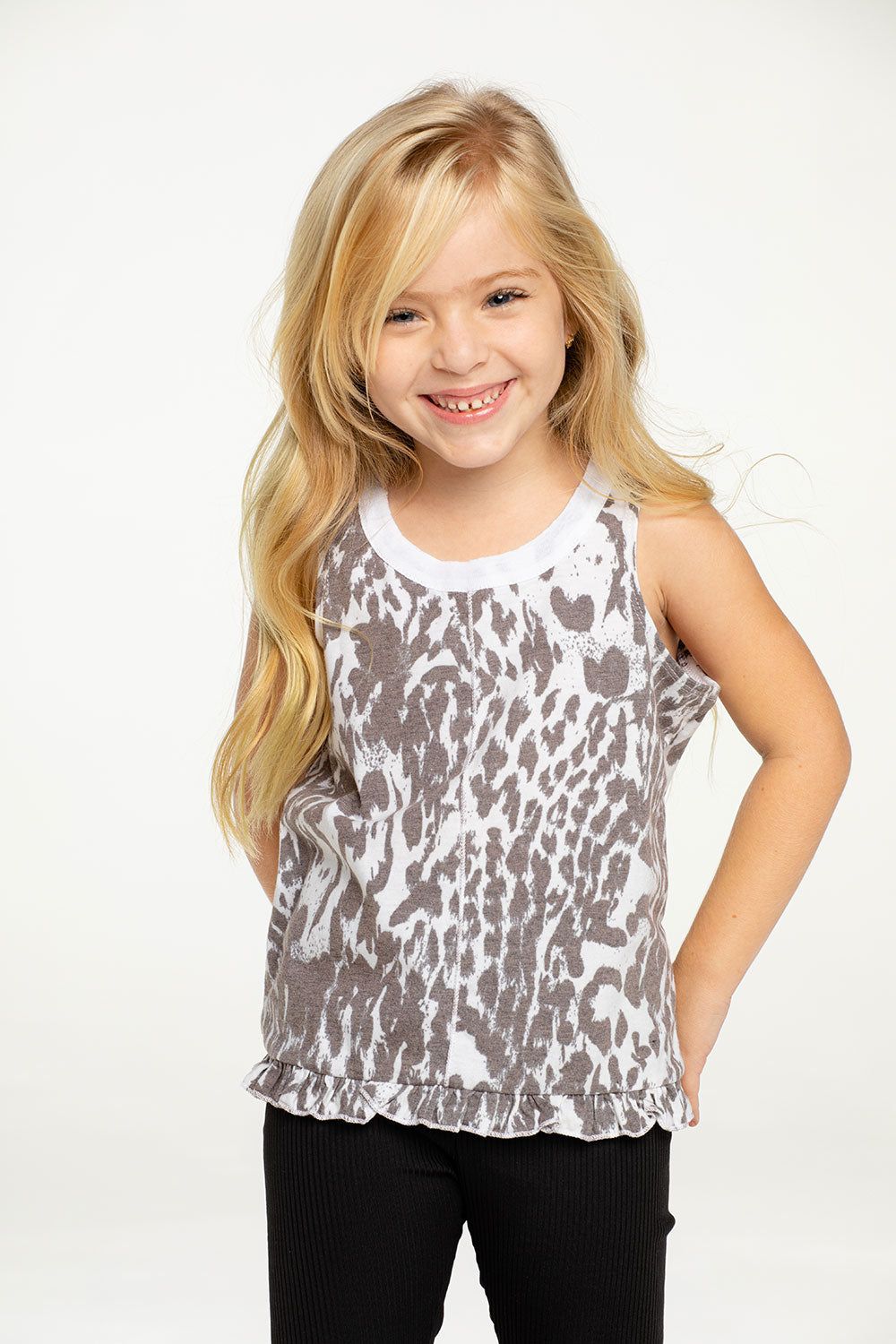 Girls Recycled Vintage Jersey Seamed Ruffle Muscle Tank sold by Chaser