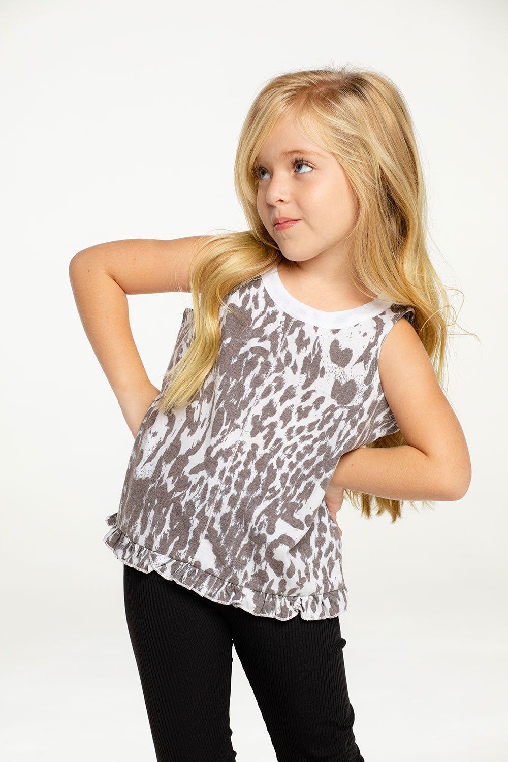 Girls Recycled Vintage Jersey Seamed Ruffle Muscle Tank sold by Chaser product image thumbnail 3
