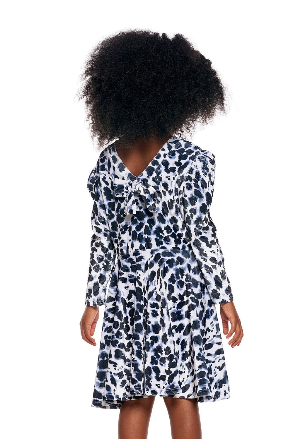 Stretch Velvet Bow Detail Puff Sleeve Dress sold by Chaser product image thumbnail 3