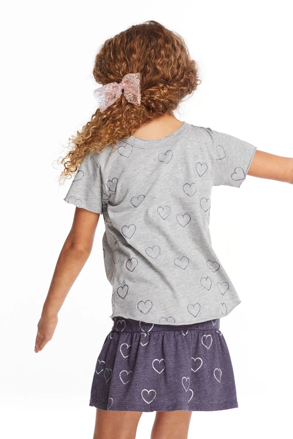 Glitter Hearts Girls Crew Neck Tee sold by Chaser product image thumbnail 4