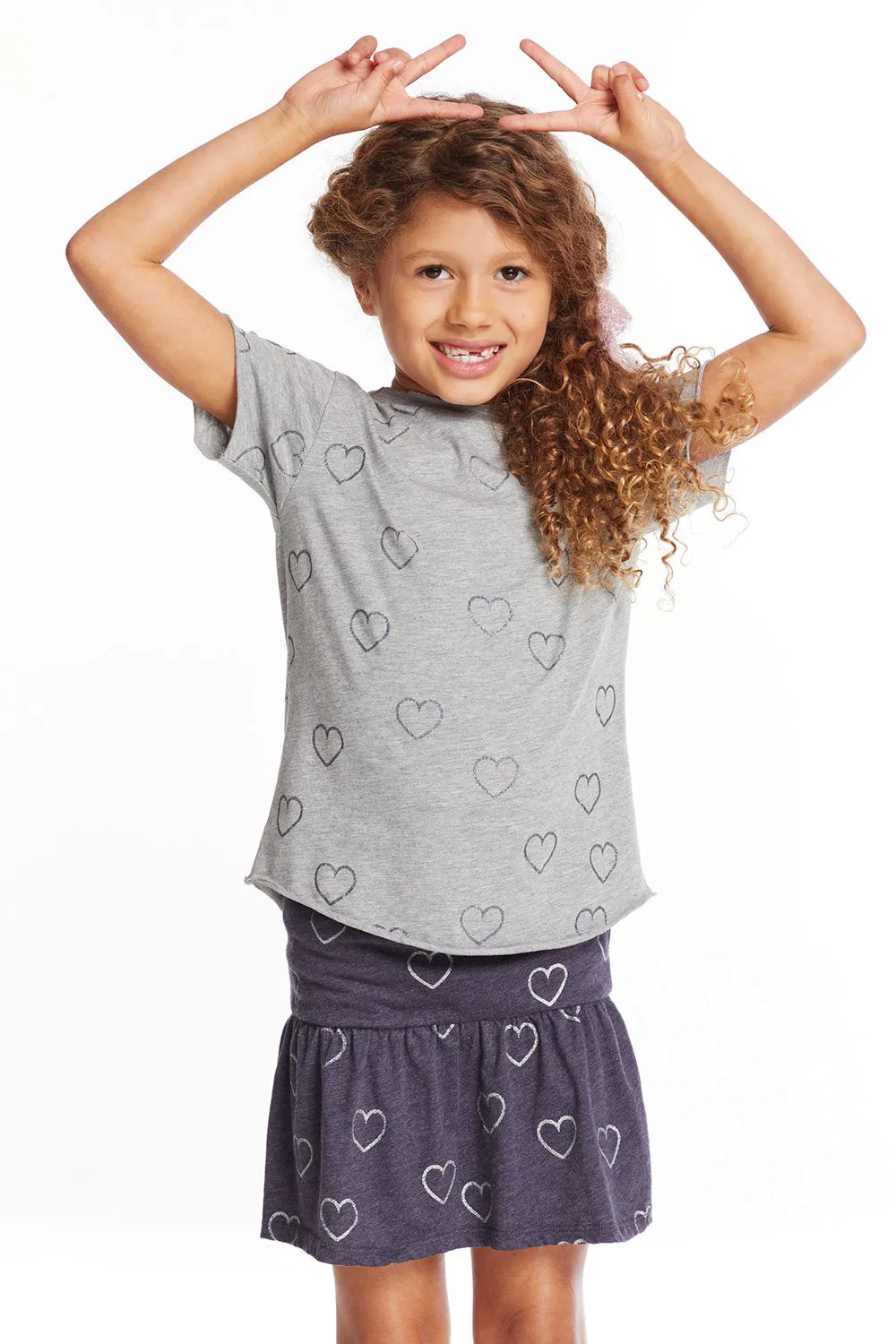 Glitter Hearts Girls Crew Neck Tee sold by Chaser product image thumbnail 2