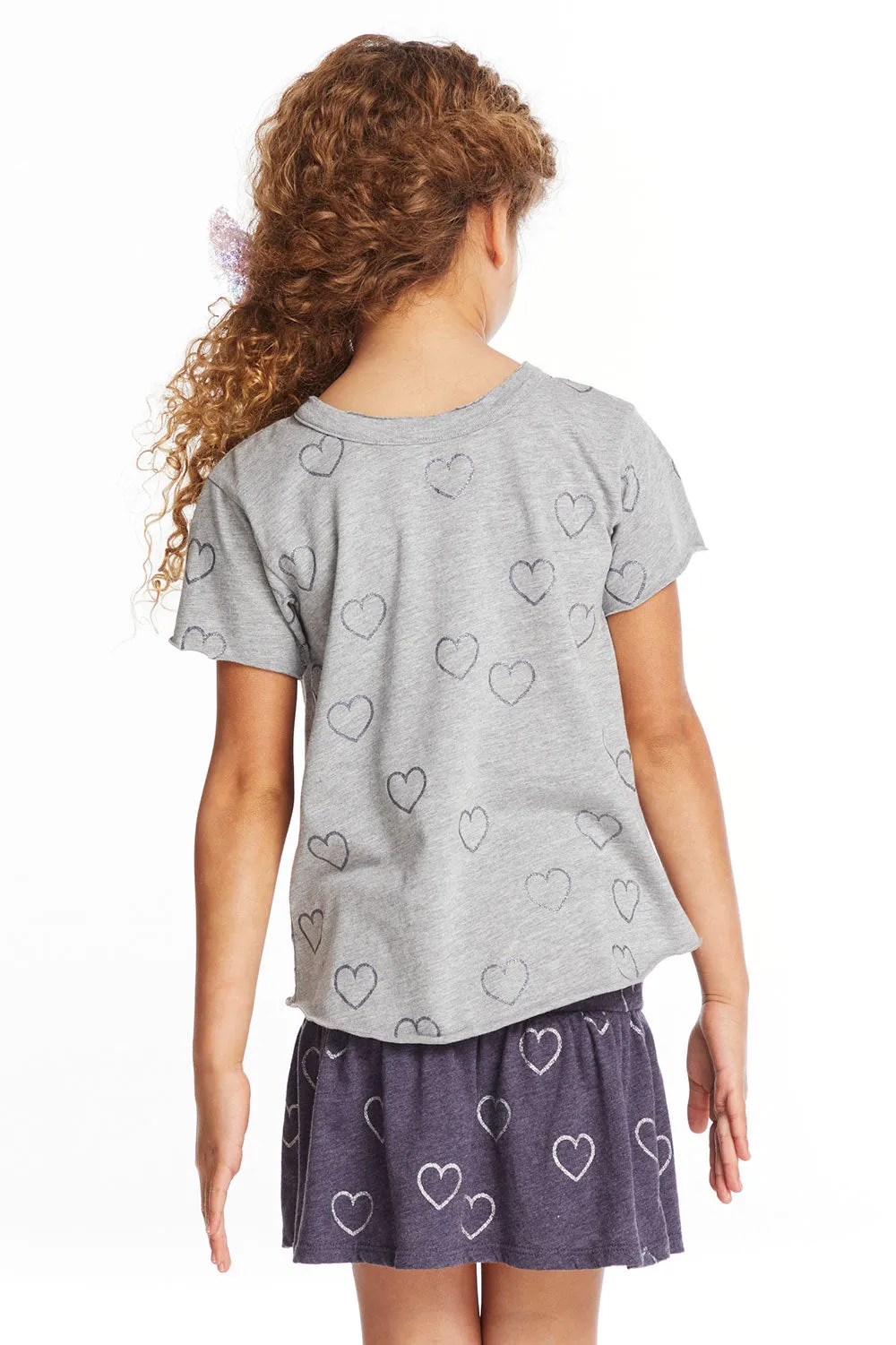 Glitter Hearts Girls Crew Neck Tee sold by Chaser product image thumbnail 3