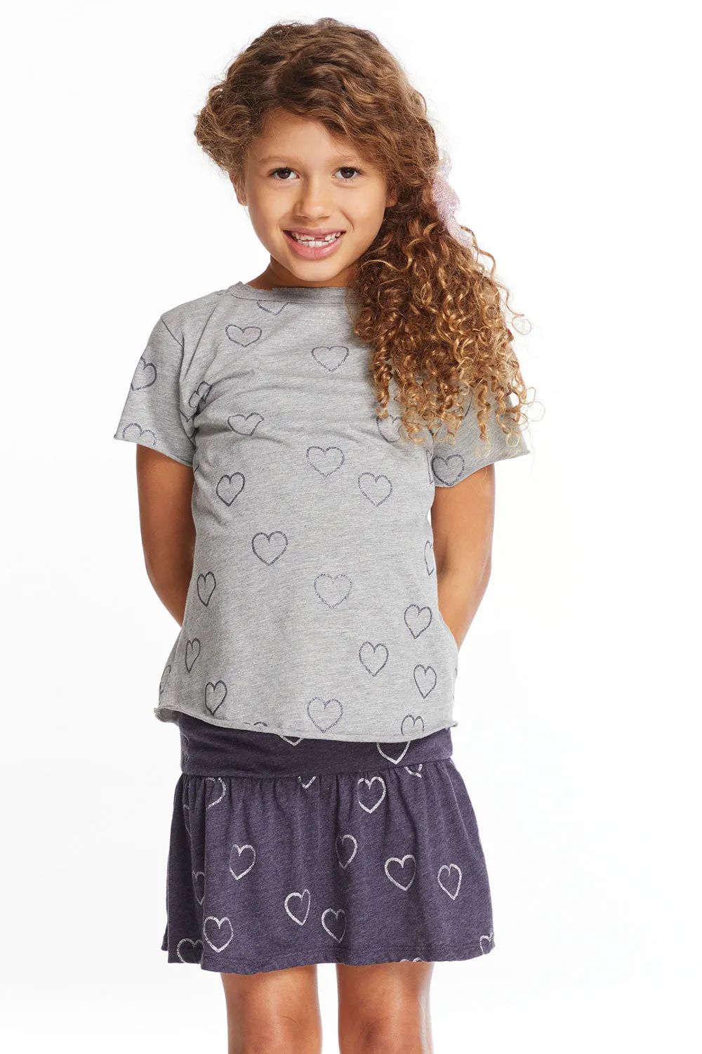 Glitter Hearts Girls Crew Neck Tee sold by Chaser