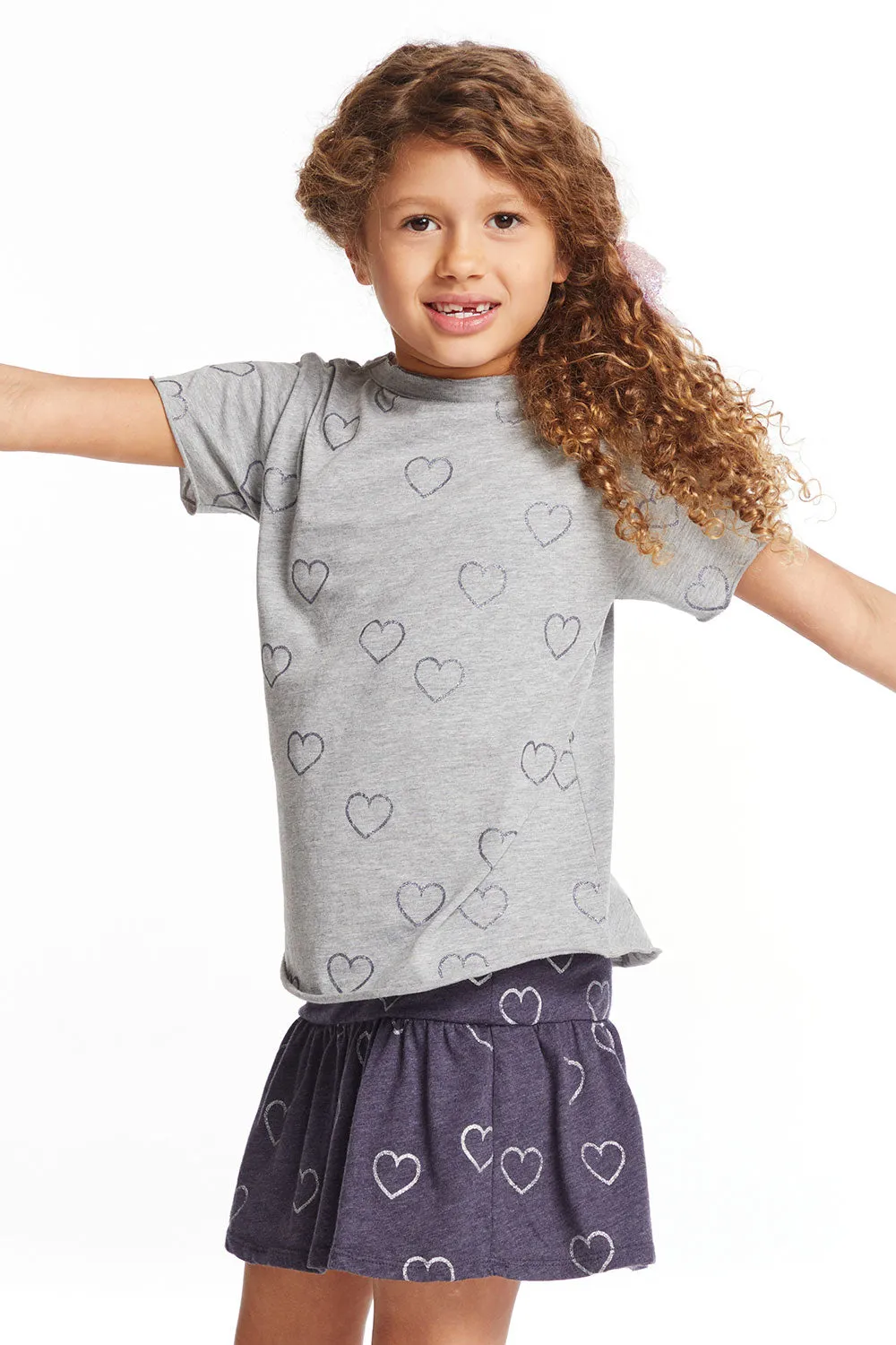 Glitter Hearts Girls Crew Neck Tee sold by Chaser product image thumbnail 5