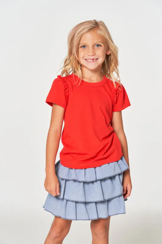 Girls rPET Vintage Jersey Ruffle Puff Sleeve Tee sold by Chaser